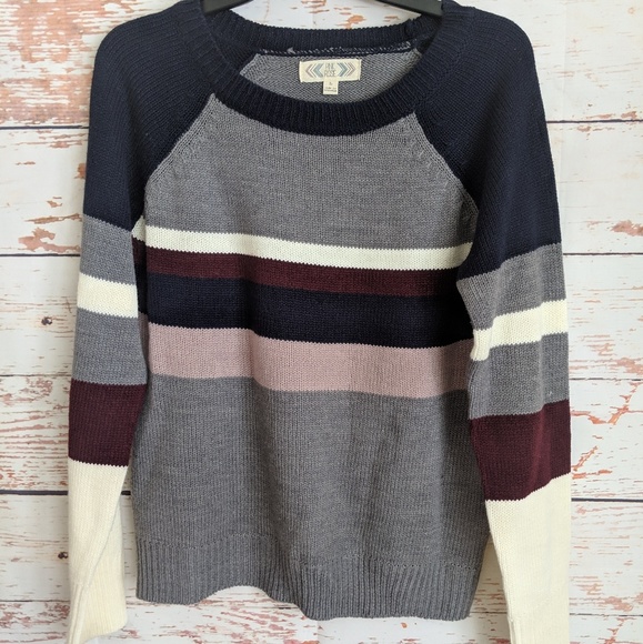 Pink Rose Striped Sweater in Indigo Combo M25 - Picture 2 of 5